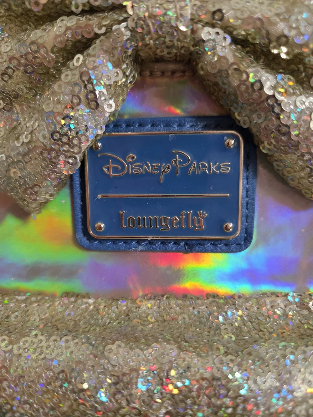 Loungefly Gold Sequin Holographic Minnie Ear Mini Backpack